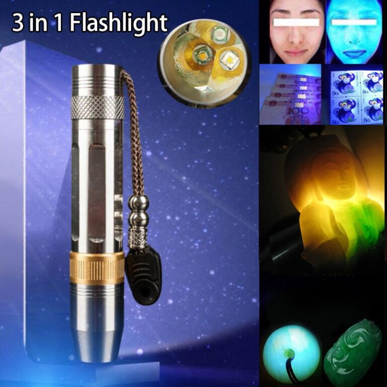 3 in 1 flashlight UV Ultraviolet 365nm white yellow light jewelry jade