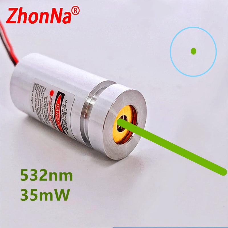 532nm 35mW Green Laser Module 35V Copper Laser Spot Irradiation
