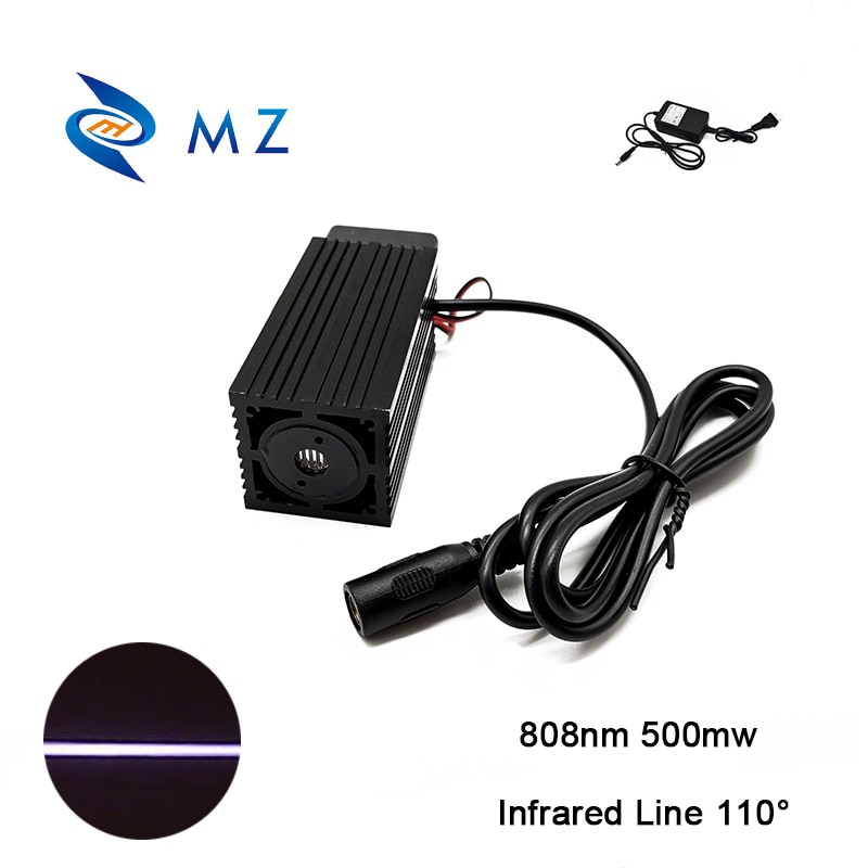 Jolooyo 808nm 500mW Infrared IR Laser Module - Dot/Line/Cross, 12V TTL Fan Adapter