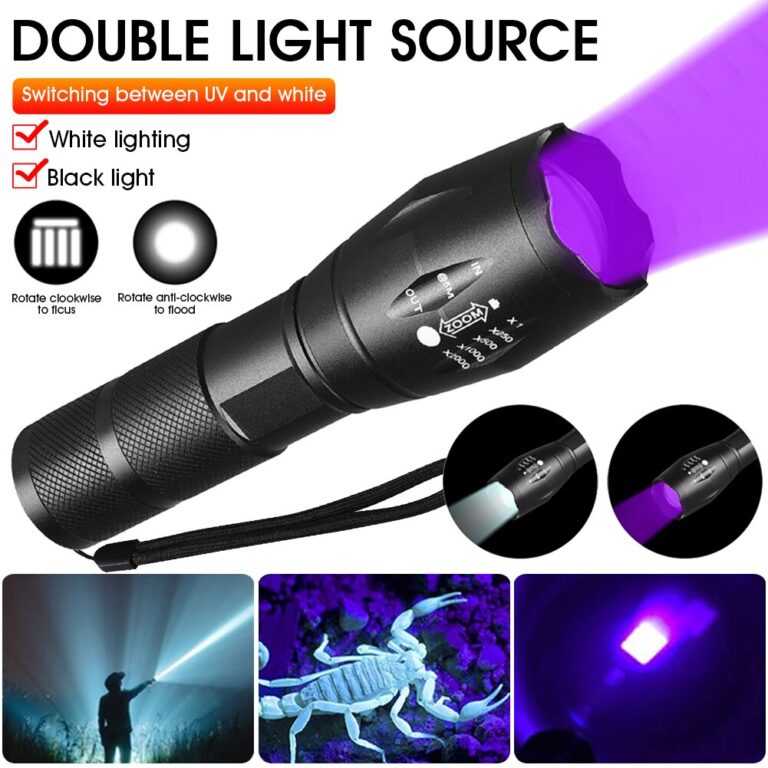 LED UV Flashlight 5 Modes Zoomable Flashlight UV Torch 395nm Blacklight UV Light Flashlight Use