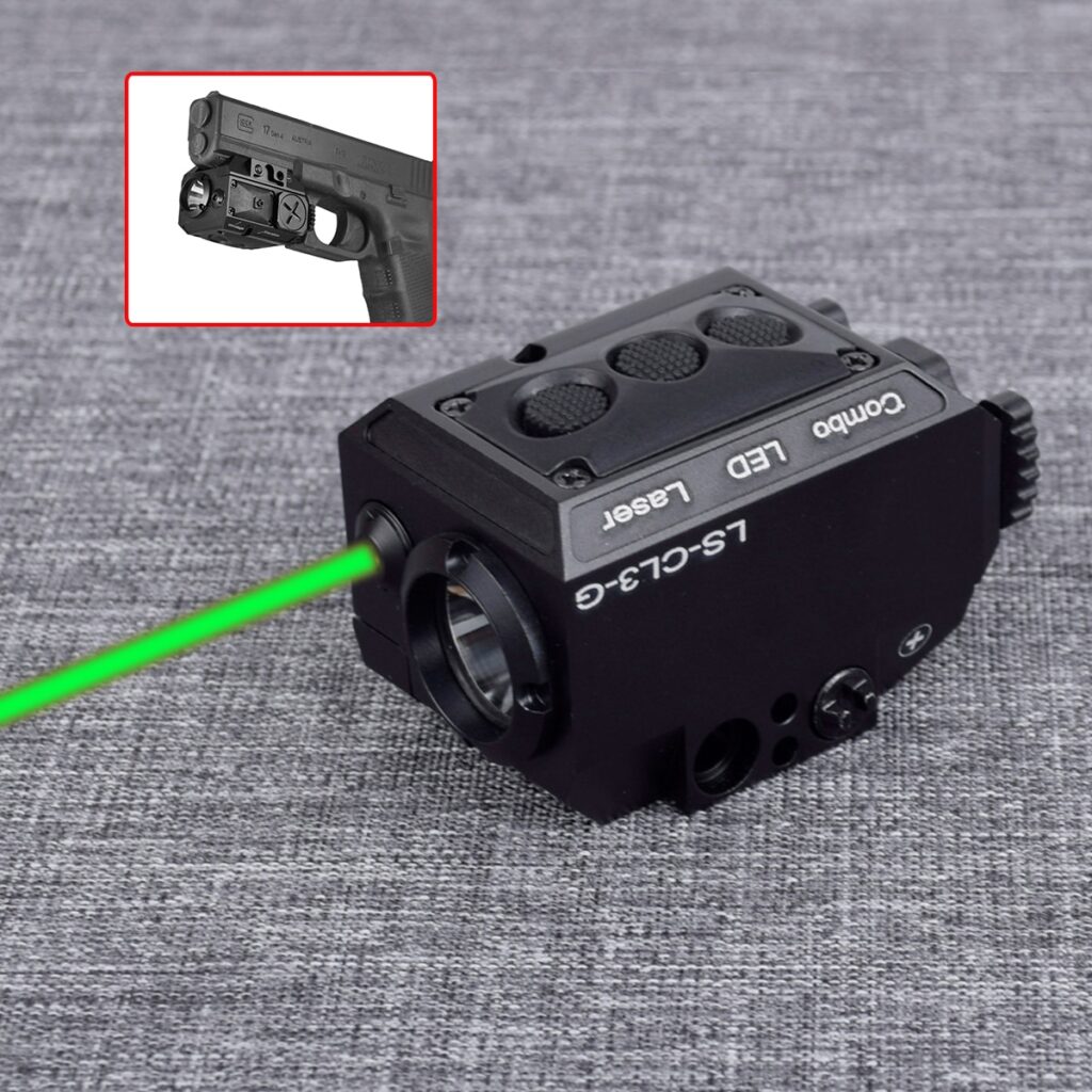 Tactical Pistol Gun Flashlight Green Dot Laser Pointer Sight Strobe For