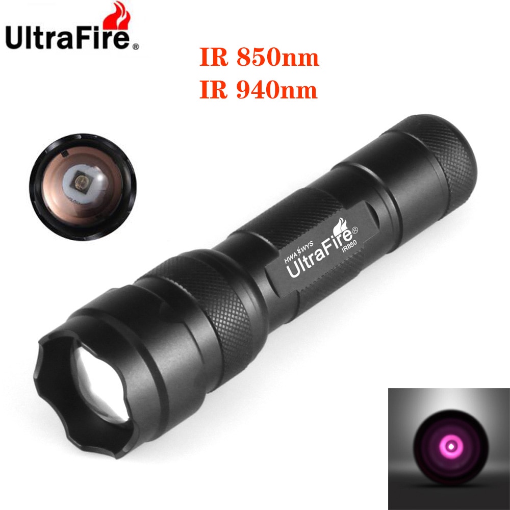UltraFire Zoomable 18650 IR night vision flashlight 5W850nm 10W940nm ...